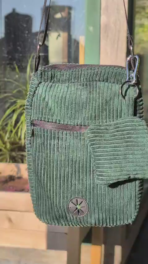 Corduroy dog walking bag
