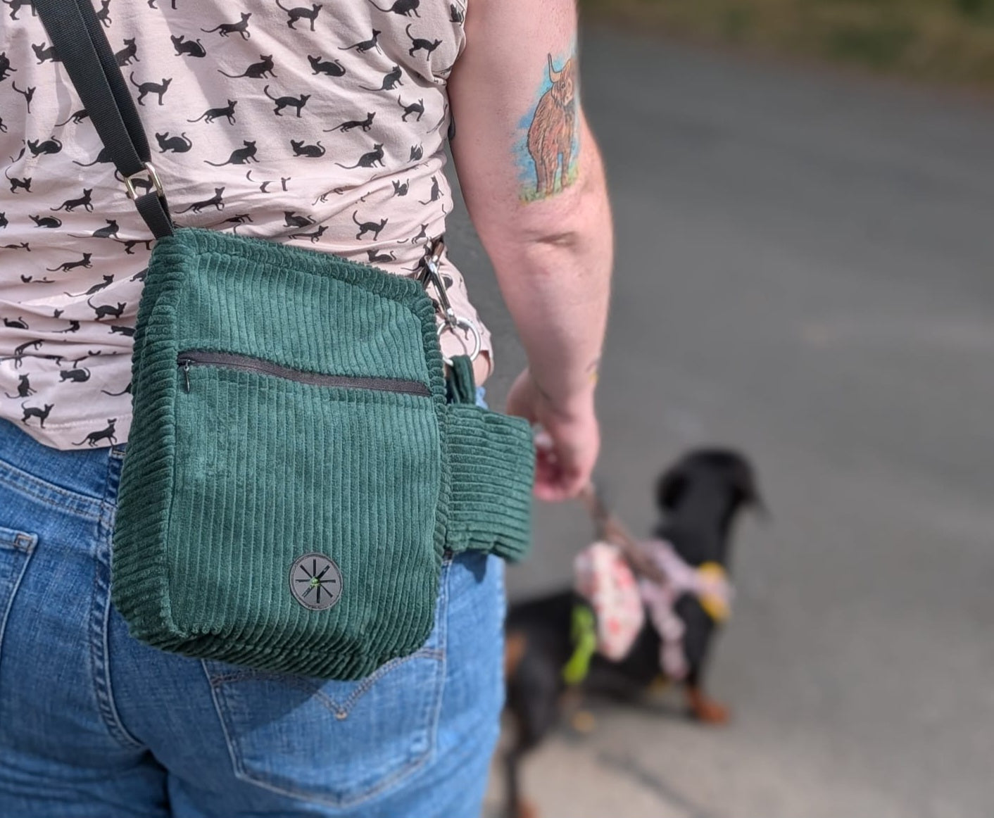 Corduroy dog walking bag