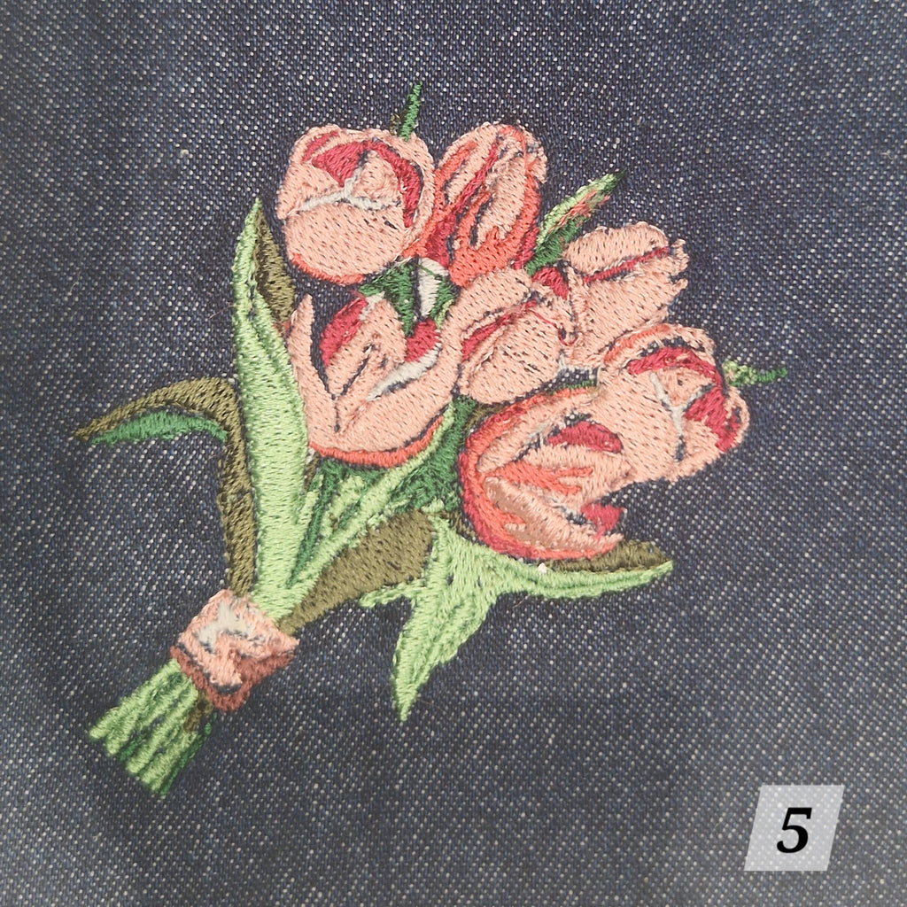 Floral embroidery denim bandanas