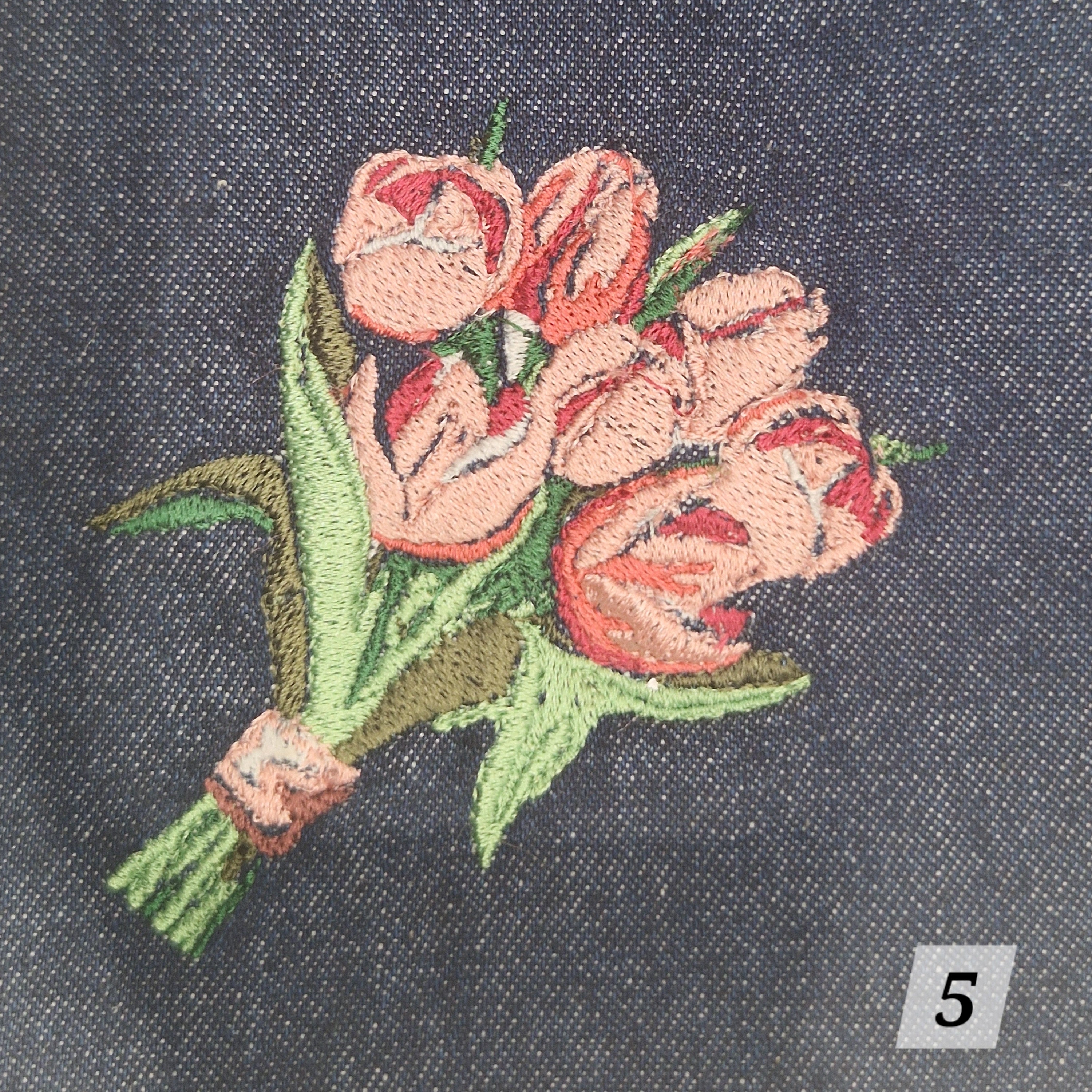 Floral embroidery denim bandanas