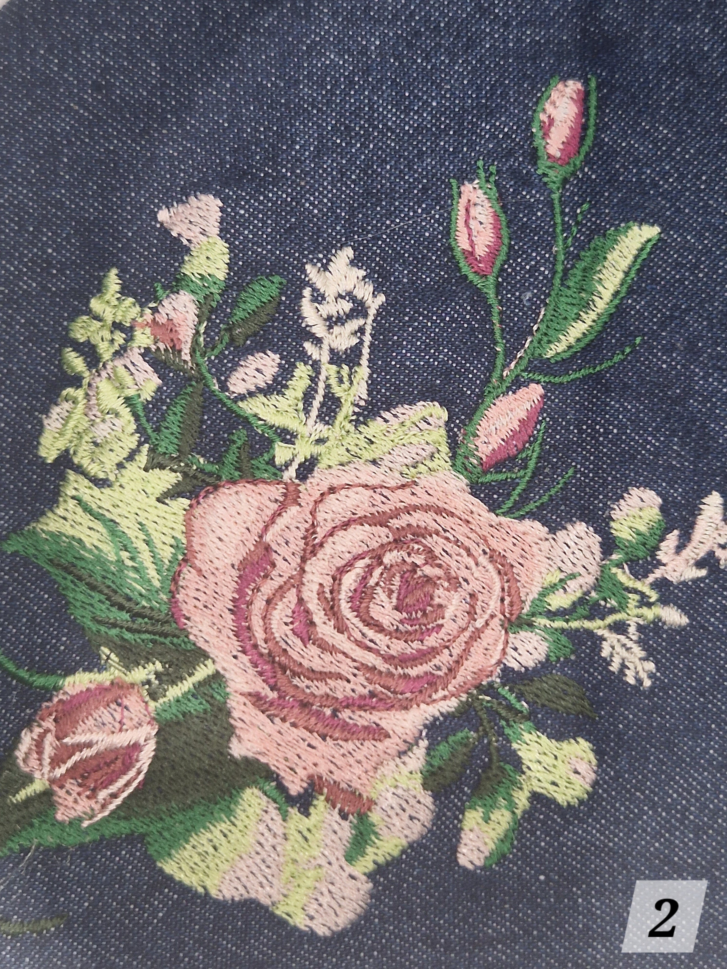 Floral embroidery denim bandanas