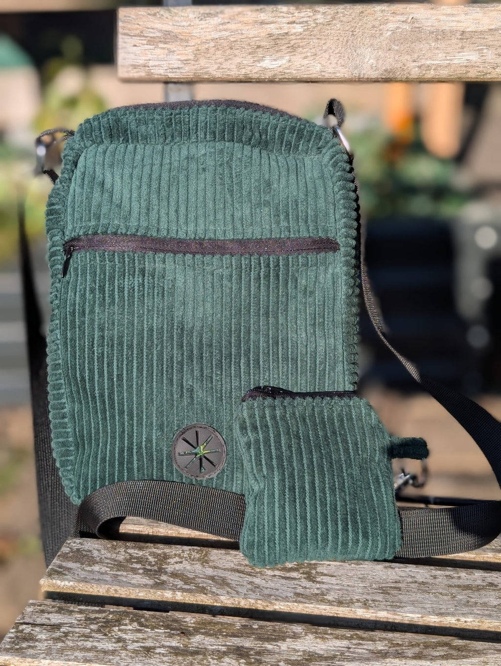 Corduroy dog walking bag