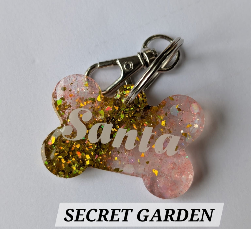 Glitter resin tags