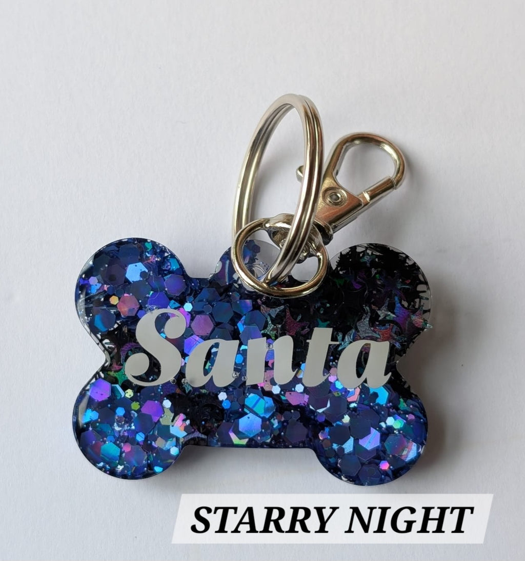 Glitter resin tags