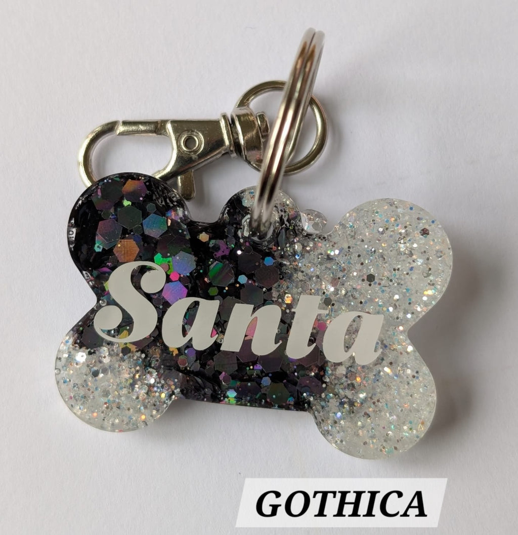 Glitter resin tags